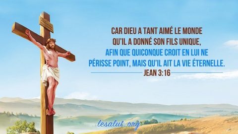 Car Dieu a tant aimé le monde qu’il a donné son Fils unique, afin que quiconque croit en lui ne périsse point, mais qu’il ait la vie éternelle. (Jean 316)