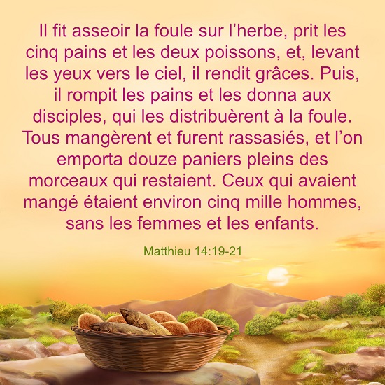 versets bibliques en images –Matthieu 14：19-21